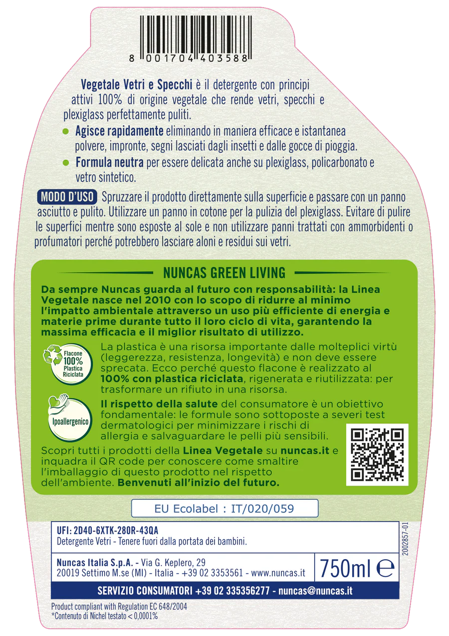 Nuncas - Vegetale Vetri E specchi Ml.750