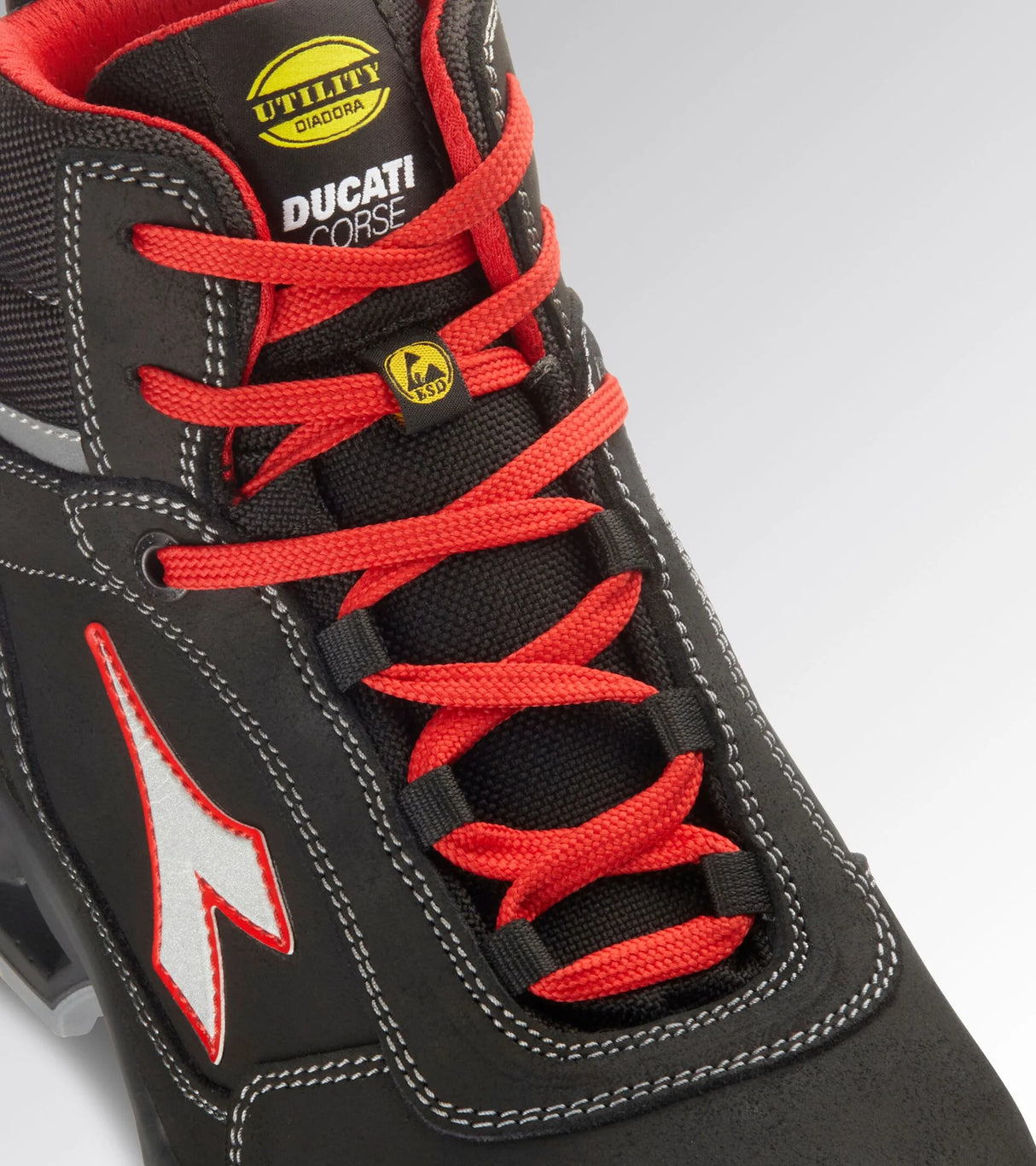 SCARPA DIADORA SHARK ALTA S3 SRC ESD NERO/ROSSO FLUO
