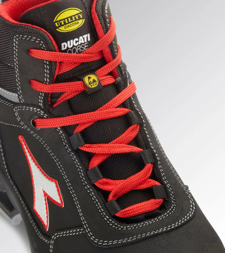 SCARPA DIADORA SHARK ALTA S3 SRC ESD NERO/ROSSO FLUO