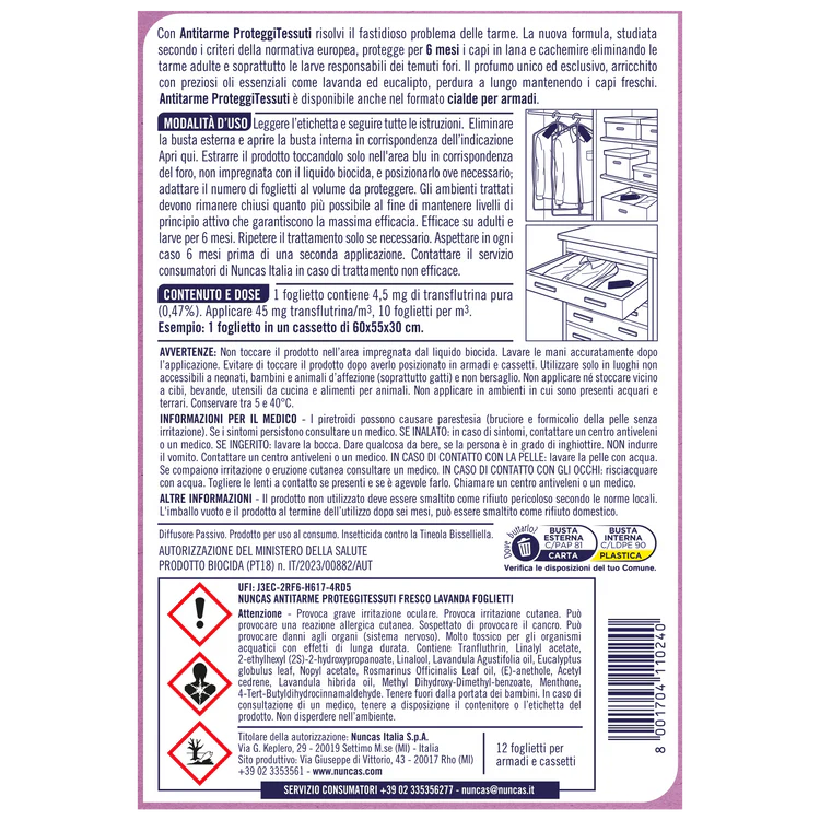 Nuncas - Antitarme Forte 12 Foglietti