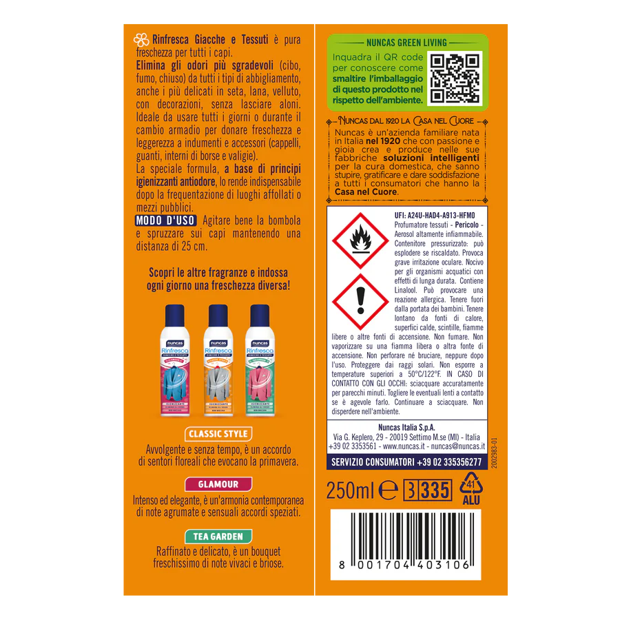 Nuncas - Rinfresca giacche e tessuti ml.250