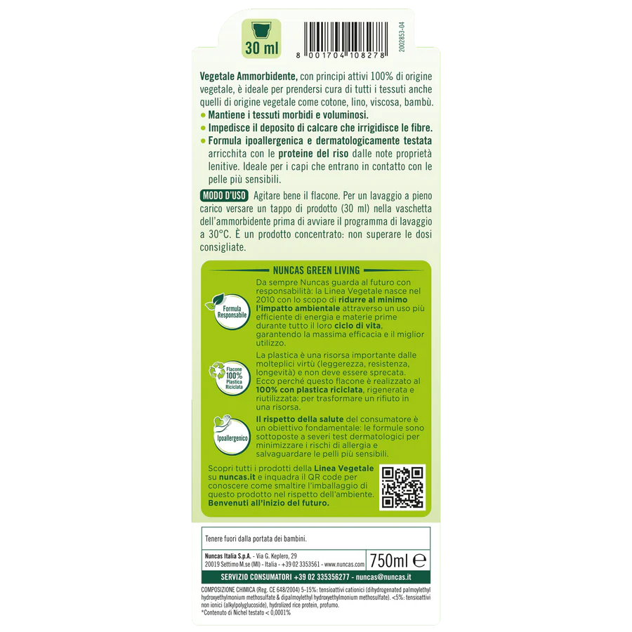 Nuncas - Vegetale Ammorbidente Per Bucato Ml.750