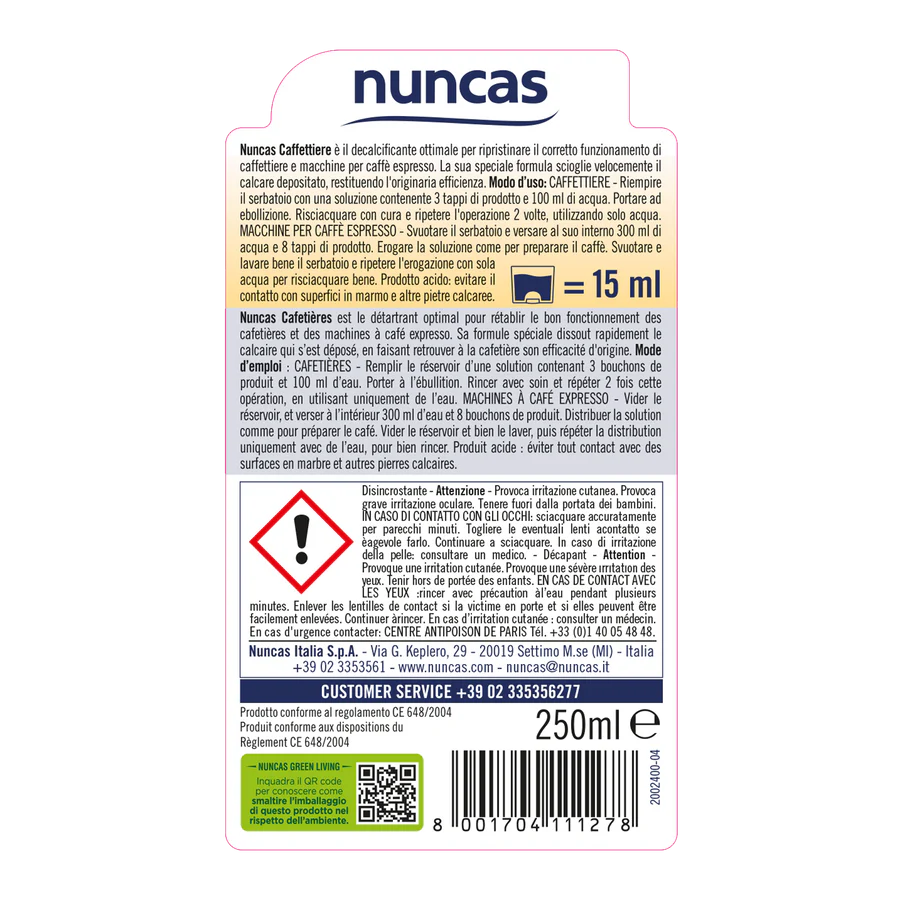 Nuncas - Caffettiere Decalcificante Liquido Ml.250