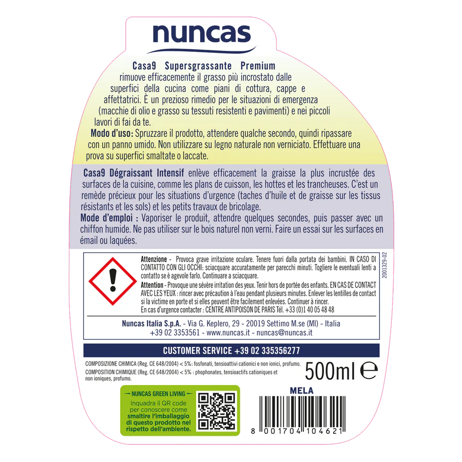 Nuncas - Casa 9 supersgrassante Premium Mela Verde Ml.500