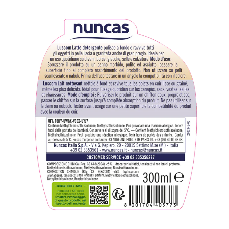Nuncas - Luscom Latte Detergente Pelle Ml.300