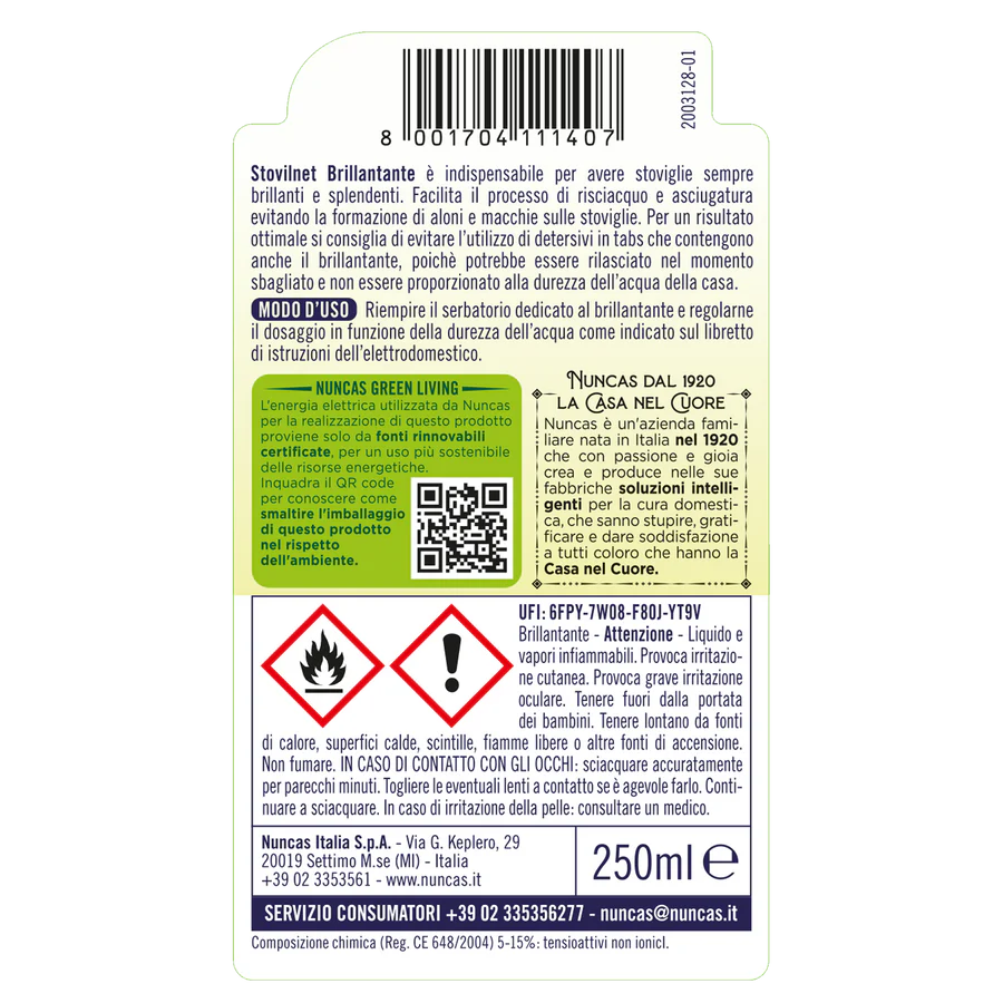 Nuncas - Stovilnet Lavastoviglie Brillantante Ml.250
