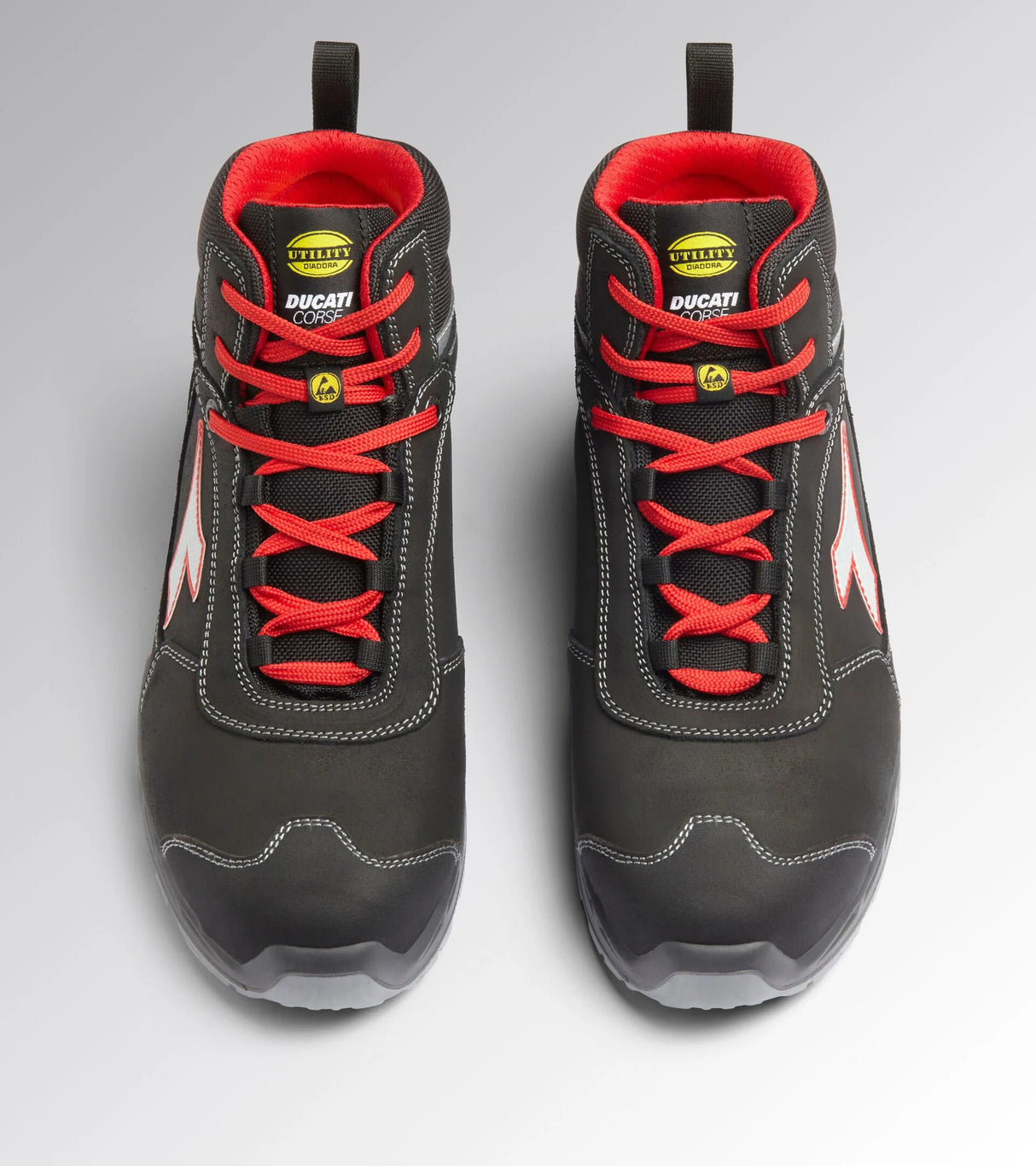 SCARPA DIADORA SHARK ALTA S3 SRC ESD NERO/ROSSO FLUO