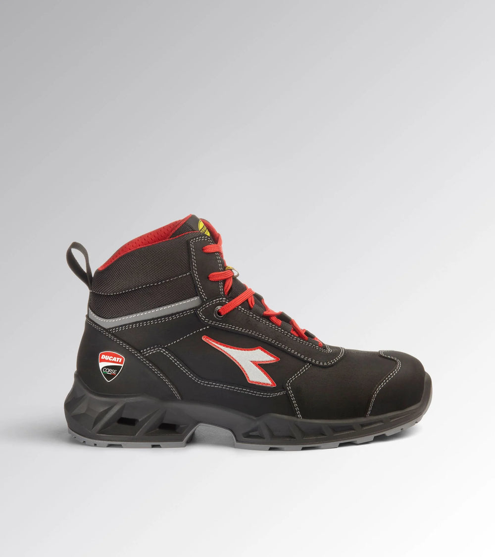 SCARPA DIADORA SHARK ALTA S3 SRC ESD NERO/ROSSO FLUO